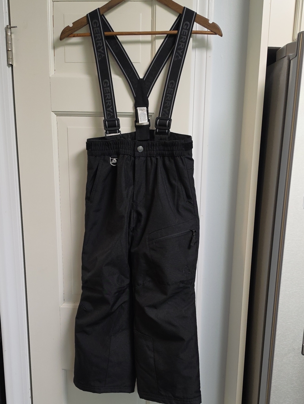 Gerry Weber Kids Black Snow Overalls with Logo Suspenders, Size 7-8